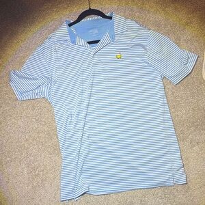 Men's Masters Blue Striped Polo Shirt (Large)